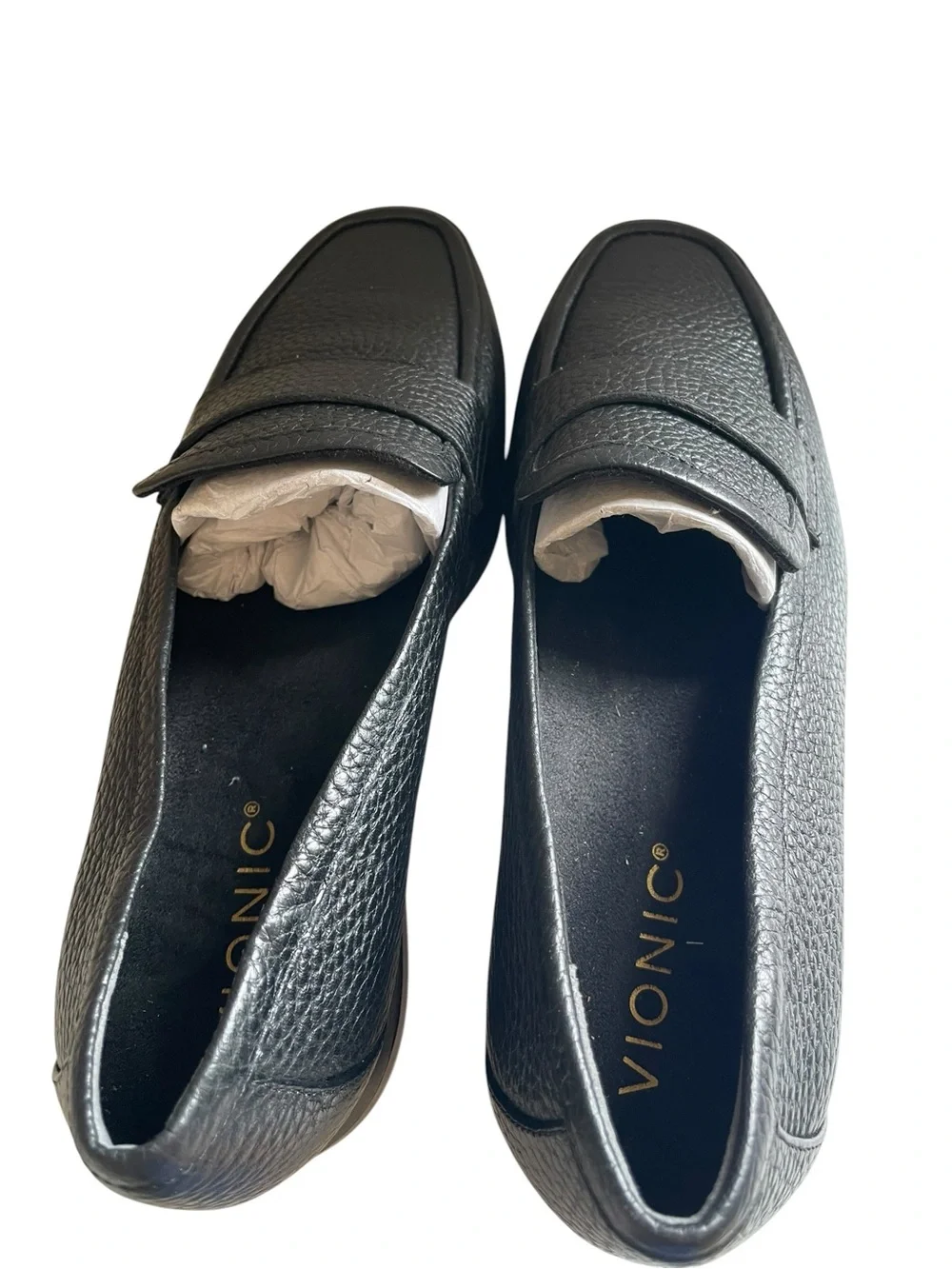 Vionic Sellah Black Pebbled Leather Loafer NEW